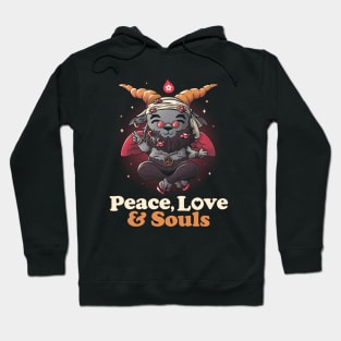 Peace, Love And Souls Creepy Cute Baphomet Gift Hoodie